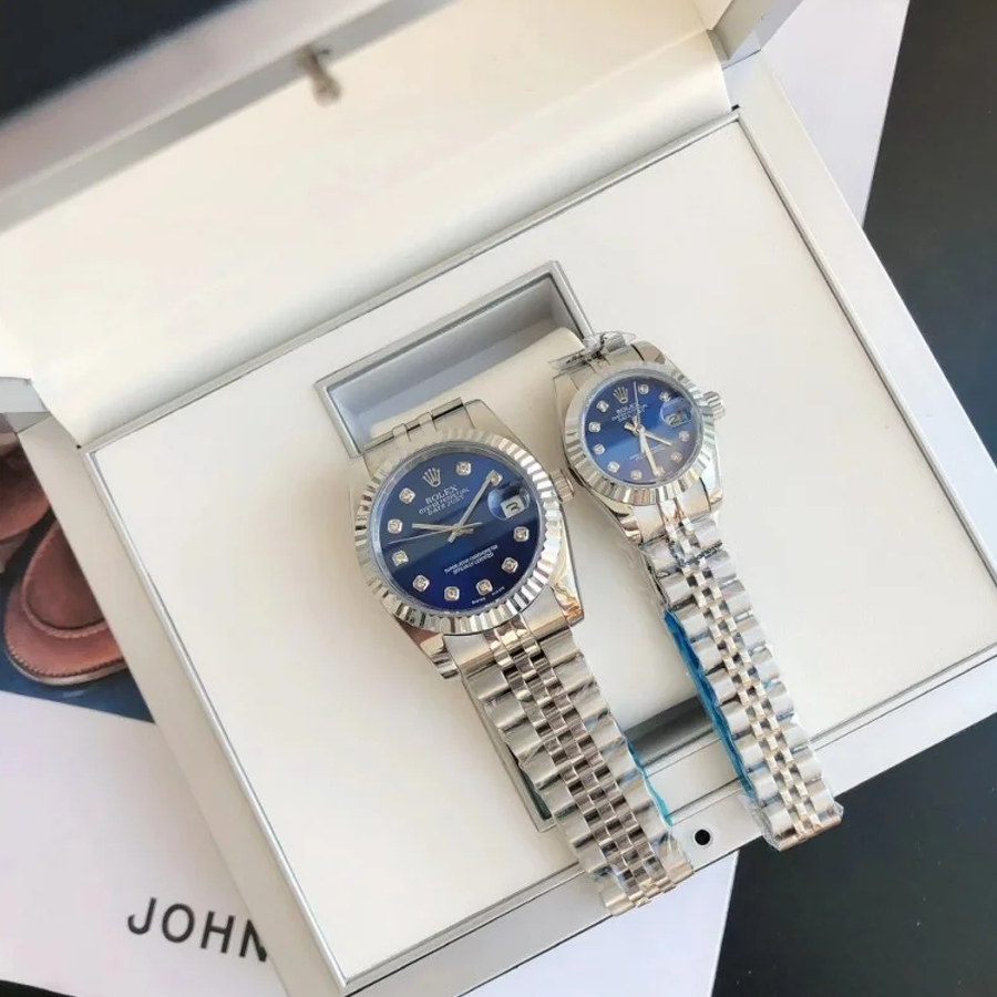 Couple Watches Rolex Datejust 36/28mm SS/SS Jub Blue/Dial - Image 2
