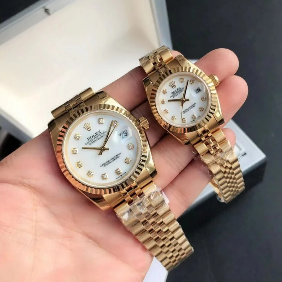 Couple Watches Rolex Datejust 36/28mm RG/RG Jub White/Dial
