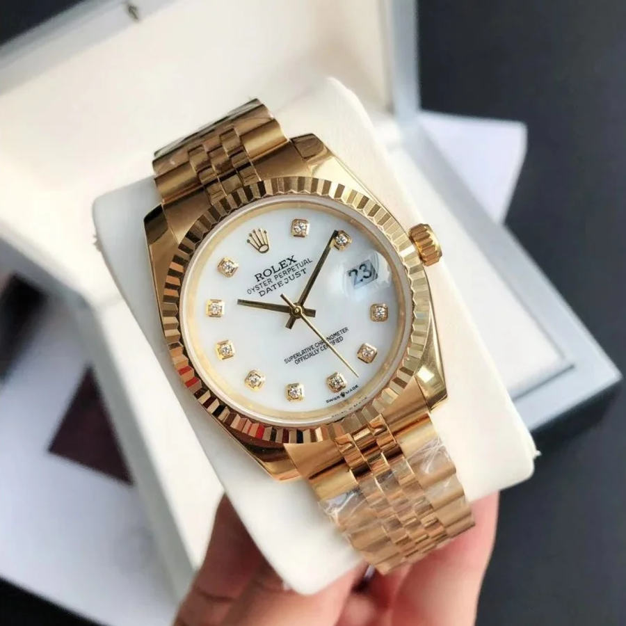 Couple Watches Rolex Datejust 36/28mm RG/RG Jub White/Dial - Image 2