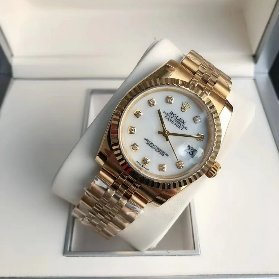 Couple Watches Rolex Datejust 36/28mm RG/RG Jub White/Dial - Image 3