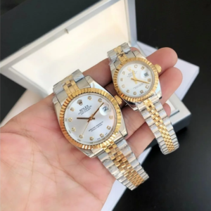 Couple Watches Rolex Datejust 36/28mm RG/SS Jub Sliver/Dia