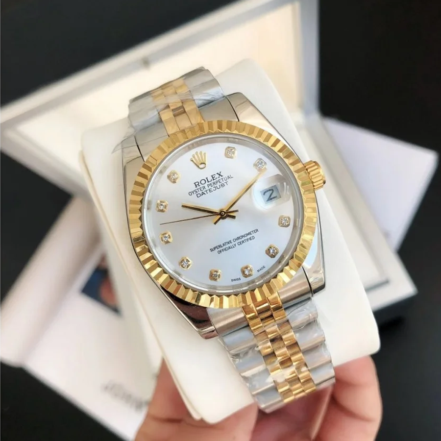 Couple Watches Rolex Datejust 36/28mm RG/SS Jub Sliver/Dia - Image 2