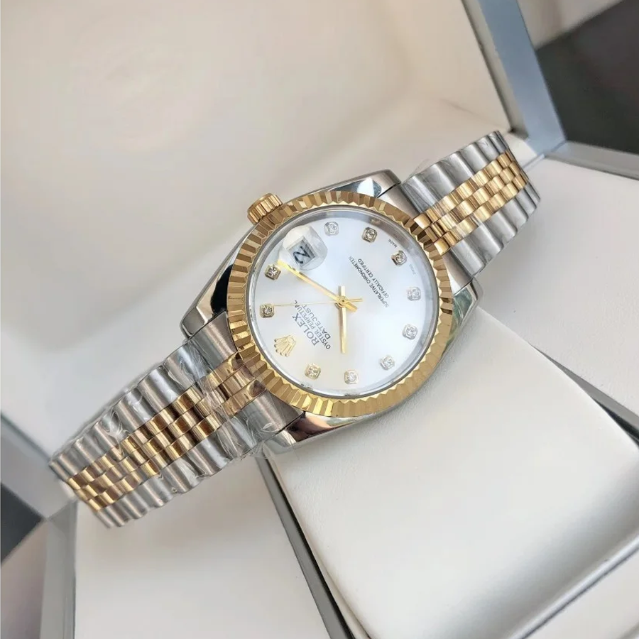 Couple Watches Rolex Datejust 36/28mm RG/SS Jub Sliver/Dia - Image 3