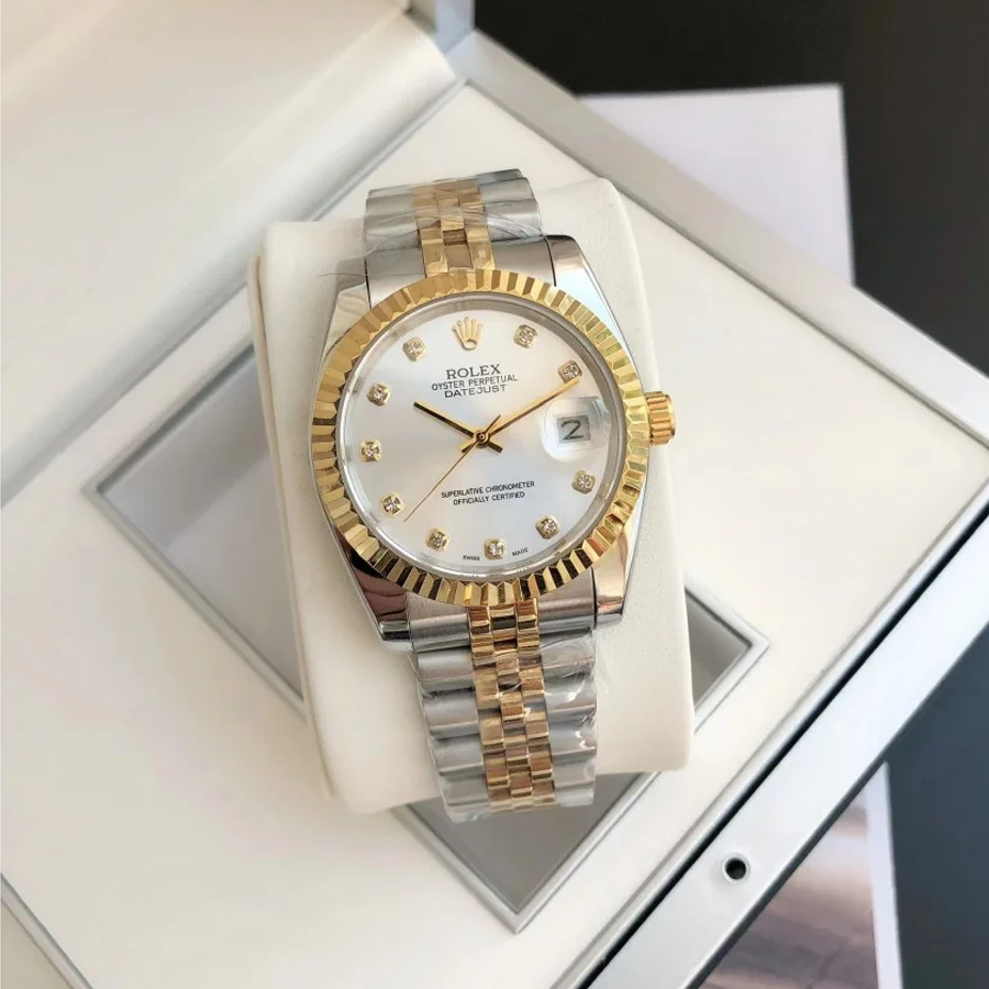 Couple Watches Rolex Datejust 36/28mm RG/SS Jub Sliver/Dia - Image 4