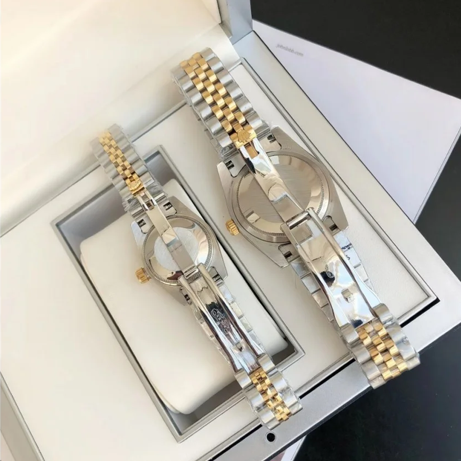 Couple Watches Rolex Datejust 36/28mm RG/SS Jub Sliver/Dia - Image 6