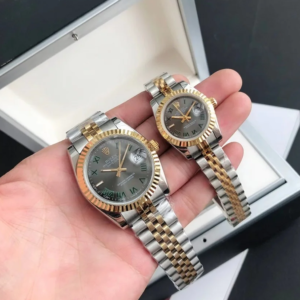 Couple Watches Rolex Datejust 36/28mm RG/SS Jub Grey/Rmn