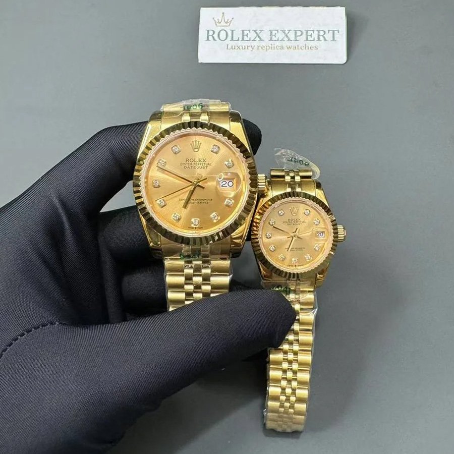 Couple Watches Rolex Datejust 36/28mm RG/RG Jub Gold/Dial - Image 8