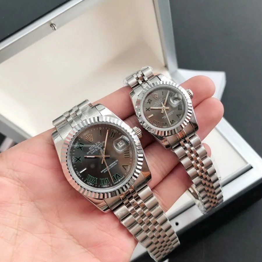 Couple Watches Rolex Datejust 36/28mm SS/SS Jub Grey/Rmn