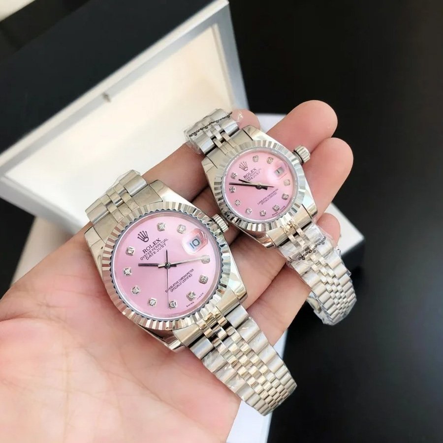 Couple Watches Rolex Datejust 36/28mm SS/SS Jub Pink/Dial