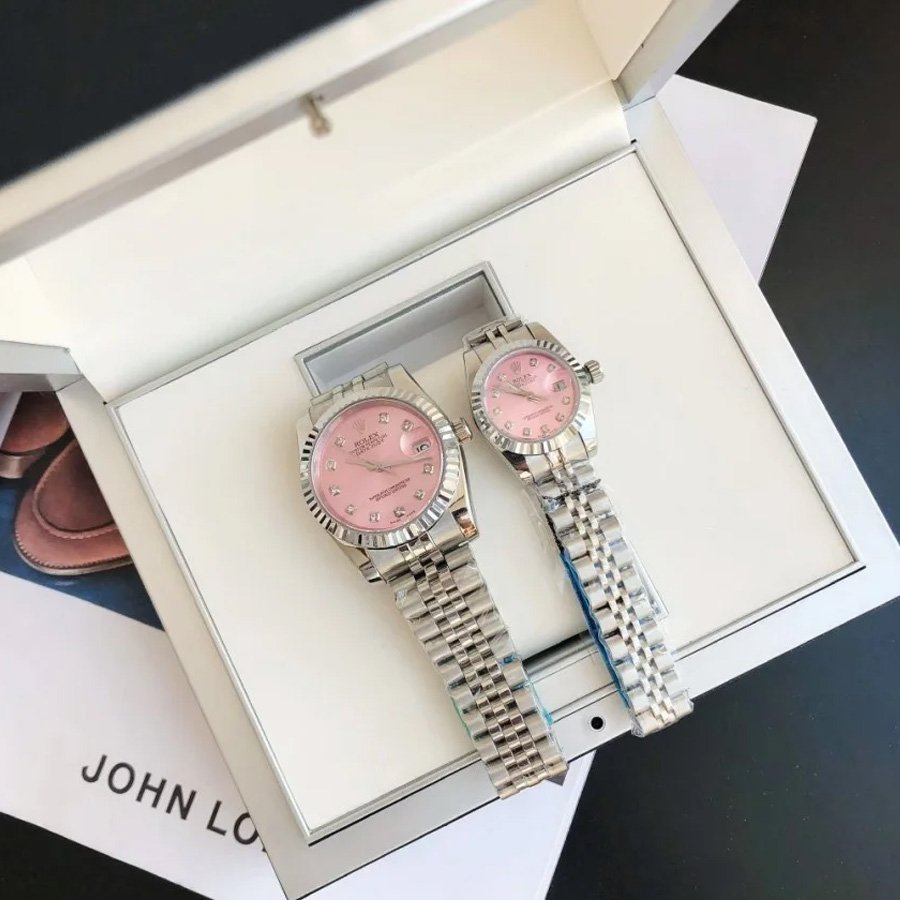 Couple Watches Rolex Datejust 36/28mm SS/SS Jub Pink/Dial - Image 3
