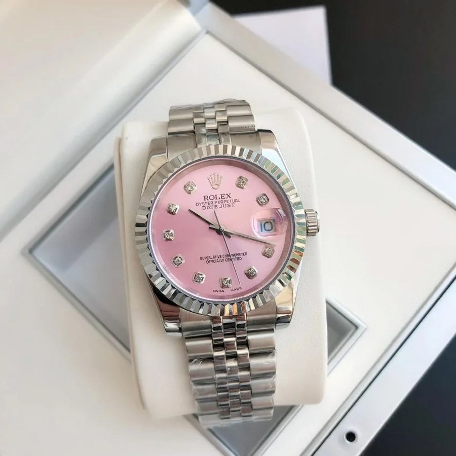 Couple Watches Rolex Datejust 36/28mm SS/SS Jub Pink/Dial - Image 4